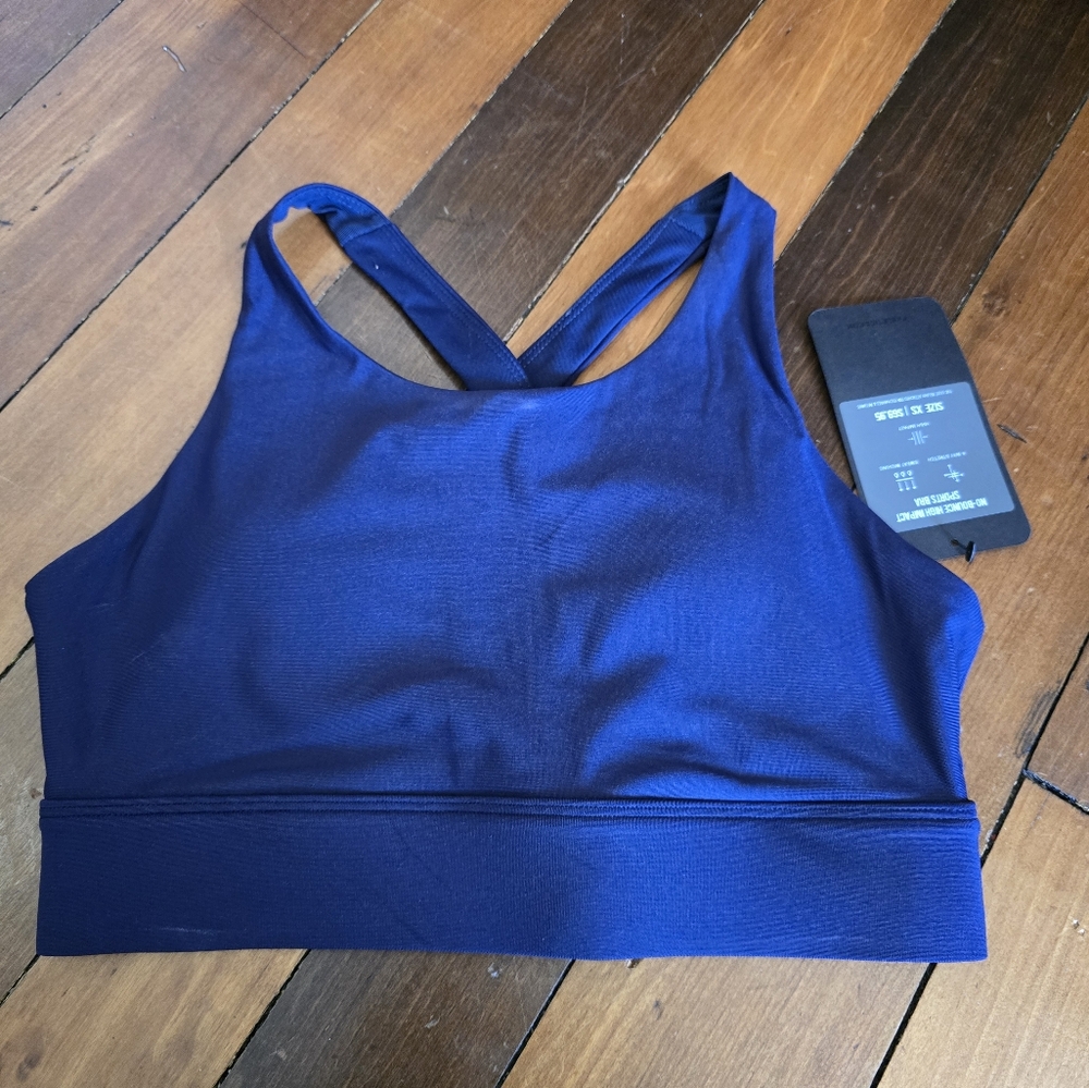 Fabletics Navy No-Bounce High Impact Sports Bra NWT